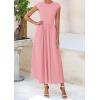 imagePRETTYGARDEN Womens 2025 Summer Casual Long Dresses Cap Sleeve Patchwork A Line Flowy Modest Elegant Homecoming Maxi DressPink