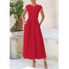 imagePRETTYGARDEN Womens 2025 Summer Casual Long Dresses Cap Sleeve Patchwork A Line Flowy Modest Elegant Homecoming Maxi DressRed