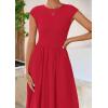 imagePRETTYGARDEN Womens 2025 Summer Casual Long Dresses Cap Sleeve Patchwork A Line Flowy Modest Elegant Homecoming Maxi DressRed