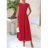 imagePRETTYGARDEN Womens 2025 Summer Casual Long Dresses Cap Sleeve Patchwork A Line Flowy Modest Elegant Homecoming Maxi DressRed