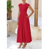 imagePRETTYGARDEN Womens 2025 Summer Casual Long Dresses Cap Sleeve Patchwork A Line Flowy Modest Elegant Homecoming Maxi DressRed