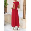 imagePRETTYGARDEN Womens 2025 Summer Casual Long Dresses Cap Sleeve Patchwork A Line Flowy Modest Elegant Homecoming Maxi DressRed
