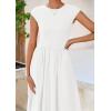 imagePRETTYGARDEN Womens 2025 Summer Casual Long Dresses Cap Sleeve Patchwork A Line Flowy Modest Elegant Homecoming Maxi DressWhite