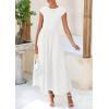 imagePRETTYGARDEN Womens 2025 Summer Casual Long Dresses Cap Sleeve Patchwork A Line Flowy Modest Elegant Homecoming Maxi DressWhite