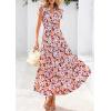 imagePRETTYGARDEN Womens 2025 Summer Floral Midi Dress Cap Sleeve V Neck Ruffle Long Flowy Boho Casual Beach Vacation DressesFloral Black Apricot