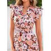 imagePRETTYGARDEN Womens 2025 Summer Floral Midi Dress Cap Sleeve V Neck Ruffle Long Flowy Boho Casual Beach Vacation DressesFloral Black Apricot