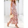 imagePRETTYGARDEN Womens 2025 Summer Floral Midi Dress Cap Sleeve V Neck Ruffle Long Flowy Boho Casual Beach Vacation DressesFloral Black Apricot