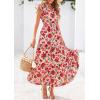 imagePRETTYGARDEN Womens 2025 Summer Floral Midi Dress Cap Sleeve V Neck Ruffle Long Flowy Boho Casual Beach Vacation DressesFloral Orange Pink Red