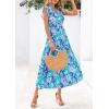 imagePRETTYGARDEN Womens 2025 Summer Floral Midi Dress Cap Sleeve V Neck Ruffle Long Flowy Boho Casual Beach Vacation DressesFloral Purple Blue