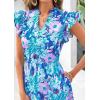 imagePRETTYGARDEN Womens 2025 Summer Floral Midi Dress Cap Sleeve V Neck Ruffle Long Flowy Boho Casual Beach Vacation DressesFloral Purple Blue