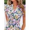 imagePRETTYGARDEN Womens 2025 Summer Floral Midi Dress Cap Sleeve V Neck Ruffle Long Flowy Boho Casual Beach Vacation DressesFloral Purple Pink