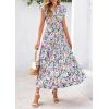 imagePRETTYGARDEN Womens 2025 Summer Floral Midi Dress Cap Sleeve V Neck Ruffle Long Flowy Boho Casual Beach Vacation DressesFloral Purple Pink