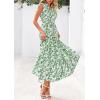 imagePRETTYGARDEN Womens 2025 Summer Floral Midi Dress Cap Sleeve V Neck Ruffle Long Flowy Boho Casual Beach Vacation DressesLeaves Light Green