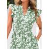imagePRETTYGARDEN Womens 2025 Summer Floral Midi Dress Cap Sleeve V Neck Ruffle Long Flowy Boho Casual Beach Vacation DressesLeaves Light Green