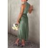imagePRETTYGARDEN Womens 2025 Summer Satin Dress Elegant Sleeveless Mock Neck Cocktail Party Maxi DressesArmy Green
