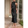 imagePRETTYGARDEN Womens 2025 Summer Satin Dress Elegant Sleeveless Mock Neck Cocktail Party Maxi DressesBlack