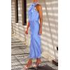 imagePRETTYGARDEN Womens 2025 Summer Satin Dress Elegant Sleeveless Mock Neck Cocktail Party Maxi DressesBlue