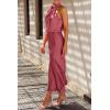 imagePRETTYGARDEN Womens 2025 Summer Satin Dress Elegant Sleeveless Mock Neck Cocktail Party Maxi DressesBrick Red