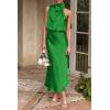 imagePRETTYGARDEN Womens 2025 Summer Satin Dress Elegant Sleeveless Mock Neck Cocktail Party Maxi DressesBright Green