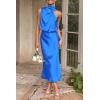 imagePRETTYGARDEN Womens 2025 Summer Satin Dress Elegant Sleeveless Mock Neck Cocktail Party Maxi DressesBrilliant Blue