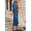 imagePRETTYGARDEN Womens 2025 Summer Satin Dress Elegant Sleeveless Mock Neck Cocktail Party Maxi DressesDark Blue
