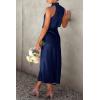 imagePRETTYGARDEN Womens 2025 Summer Satin Dress Elegant Sleeveless Mock Neck Cocktail Party Maxi DressesDark Navy