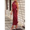 imagePRETTYGARDEN Womens 2025 Summer Satin Dress Elegant Sleeveless Mock Neck Cocktail Party Maxi DressesDark Wine Red