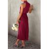 imagePRETTYGARDEN Womens 2025 Summer Satin Dress Elegant Sleeveless Mock Neck Cocktail Party Maxi DressesDeep Red