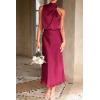 imagePRETTYGARDEN Womens 2025 Summer Satin Dress Elegant Sleeveless Mock Neck Cocktail Party Maxi DressesDeep Red
