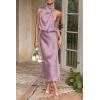 imagePRETTYGARDEN Womens 2025 Summer Satin Dress Elegant Sleeveless Mock Neck Cocktail Party Maxi DressesDusty Pink