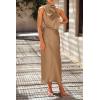 imagePRETTYGARDEN Womens 2025 Summer Satin Dress Elegant Sleeveless Mock Neck Cocktail Party Maxi DressesLight Khaki