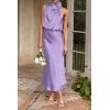 imagePRETTYGARDEN Womens 2025 Summer Satin Dress Elegant Sleeveless Mock Neck Cocktail Party Maxi DressesPurple
