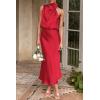 imagePRETTYGARDEN Womens 2025 Summer Satin Dress Elegant Sleeveless Mock Neck Cocktail Party Maxi DressesRed