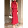 imagePRETTYGARDEN Womens 2025 Summer Satin Dress Elegant Sleeveless Mock Neck Cocktail Party Maxi DressesRed
