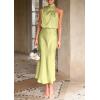 imagePRETTYGARDEN Womens 2025 Summer Satin Dress Elegant Sleeveless Mock Neck Cocktail Party Maxi DressesTender Green