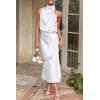 imagePRETTYGARDEN Womens 2025 Summer Satin Dress Elegant Sleeveless Mock Neck Cocktail Party Maxi DressesWhite