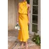 imagePRETTYGARDEN Womens 2025 Summer Satin Dress Elegant Sleeveless Mock Neck Cocktail Party Maxi DressesYellow
