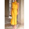 imagePRETTYGARDEN Womens 2025 Summer Satin Dress Elegant Sleeveless Mock Neck Cocktail Party Maxi DressesYellow