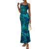 imagePRETTYGARDEN Womens Bodycon Maxi Dress 2025 Summer Floral Sundress Sleeveless Spaghetti Strap Cocktail Party DressGreen Floral
