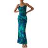 imagePRETTYGARDEN Womens Bodycon Maxi Dress 2025 Summer Floral Sundress Sleeveless Spaghetti Strap Cocktail Party DressGreen Floral