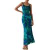 imagePRETTYGARDEN Womens Bodycon Maxi Dress 2025 Summer Floral Sundress Sleeveless Spaghetti Strap Cocktail Party DressGreen Floral