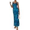 imagePRETTYGARDEN Womens Bodycon Maxi Dress 2025 Summer Floral Sundress Sleeveless Spaghetti Strap Cocktail Party DressLake Blue Floral