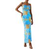 imagePRETTYGARDEN Womens Bodycon Maxi Dress 2025 Summer Floral Sundress Sleeveless Spaghetti Strap Cocktail Party DressLight Blue Floral