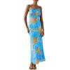 imagePRETTYGARDEN Womens Bodycon Maxi Dress 2025 Summer Floral Sundress Sleeveless Spaghetti Strap Cocktail Party DressLight Blue Floral