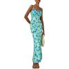 imagePRETTYGARDEN Womens Bodycon Maxi Dress 2025 Summer Floral Sundress Sleeveless Spaghetti Strap Cocktail Party DressLight Green Daisy