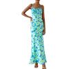 imagePRETTYGARDEN Womens Bodycon Maxi Dress 2025 Summer Floral Sundress Sleeveless Spaghetti Strap Cocktail Party DressLight Green Daisy