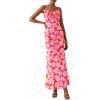 imagePRETTYGARDEN Womens Bodycon Maxi Dress 2025 Summer Floral Sundress Sleeveless Spaghetti Strap Cocktail Party DressPink Daisy