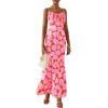 imagePRETTYGARDEN Womens Bodycon Maxi Dress 2025 Summer Floral Sundress Sleeveless Spaghetti Strap Cocktail Party DressPink Daisy