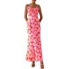 imagePRETTYGARDEN Womens Bodycon Maxi Dress 2025 Summer Floral Sundress Sleeveless Spaghetti Strap Cocktail Party DressPink Daisy