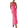 imagePRETTYGARDEN Womens Bodycon Maxi Dress 2025 Summer Floral Sundress Sleeveless Spaghetti Strap Cocktail Party DressPink Floral